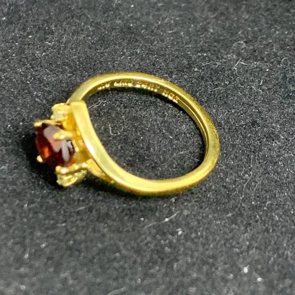 Vintage Lind 24KT HGE Garnet And Diamond Ring - Picture 7 of 10